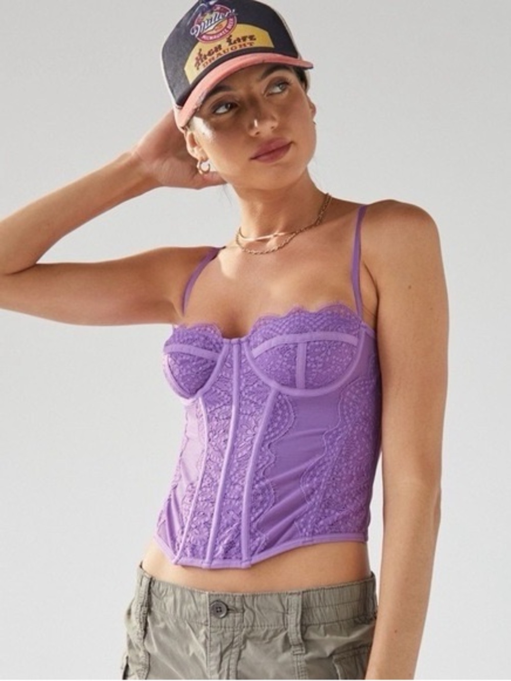 Urban Outfitters modern love purple lace corset top small